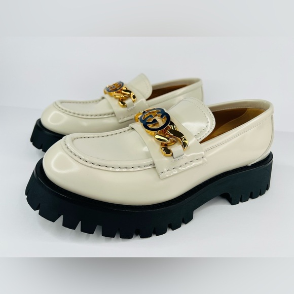 Gucci Jeanne GG Logo Chain Cordovan Lux Moc Toe Platform Loafers Size EU 39.5 - Picture 14 of 14